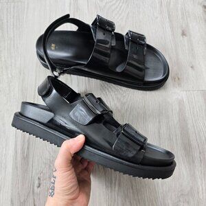 H&M | black monochrome chunky buckle platform summer sandals | WMS 10